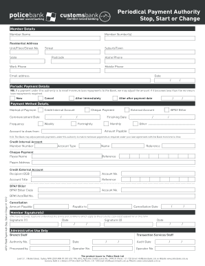 Periodic Payment Authority Form