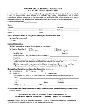 Virginia Garcia Memorial Foundation Donation Form