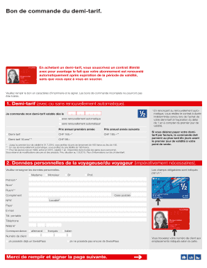 Bon de commande du demi-tarif