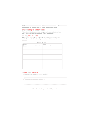 Elements and the Periodic Table Worksheet