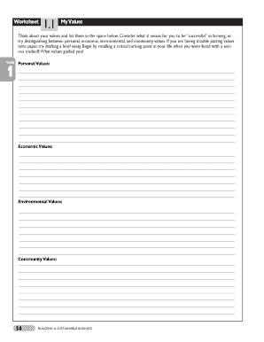 My Values Worksheet