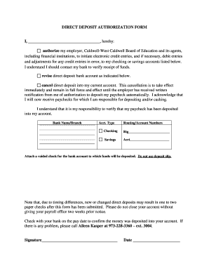 Direct Deposit Authorization Form