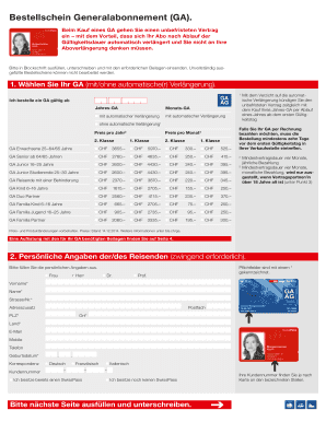 Bestellschein Generalabonnement (GA)