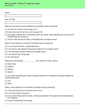 Men's Health Knowledge Check