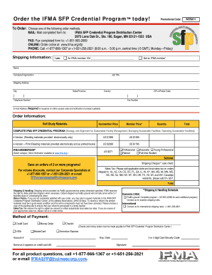 IFMA SFP Credential Program Order Form