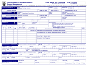 UBC Purchase Requisition Form