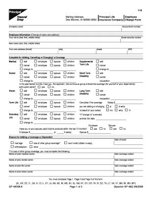 Principal Life Insurance Company Change Form