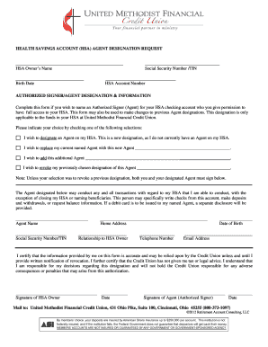Health Savings Account Agent Designation Request
