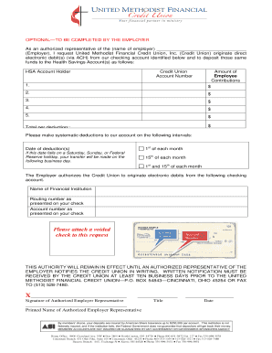 Health Savings Account Direct Debit Authorization Form