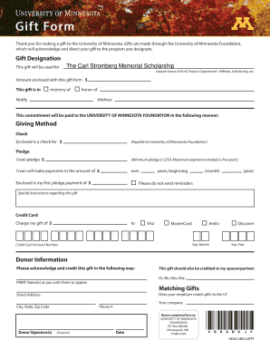 University of Minnesota Gift Form