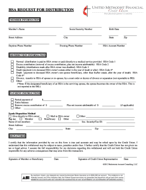 HSA Request for Distribution Form