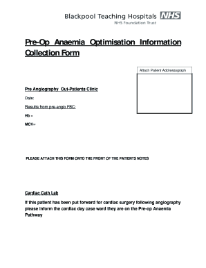 Pre-Op Anaemia Optimisation Form
