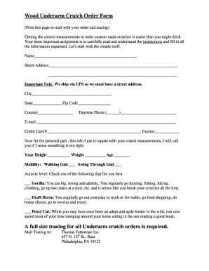 Wood Underarm Crutch Order Form