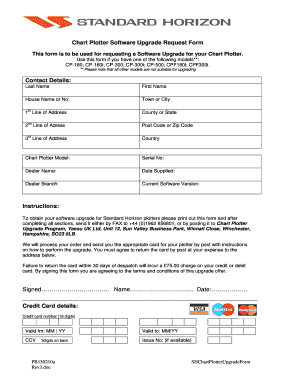 Chart Plotter Software Upgrade Request Form