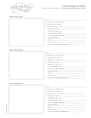 Custom Design Worksheet