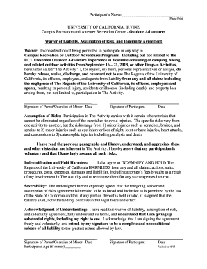 University of California Waiver of Liability