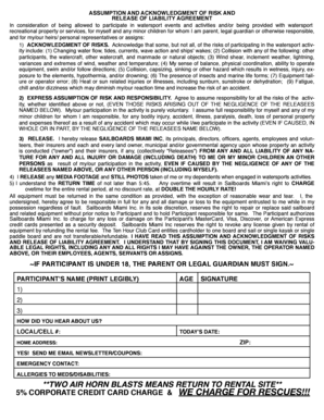 Watersport Liability Waiver Agreement