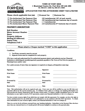 Fort Erie Pre-Authorized Debit Tax & Water Application