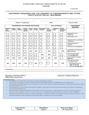 Belize Seafarer Endorsement Application
