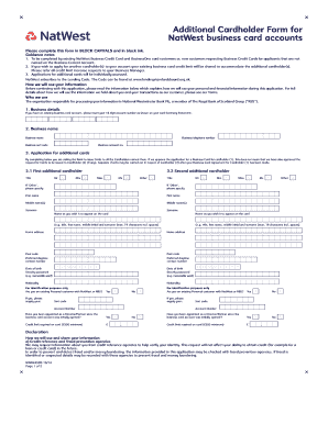 NatWest Business Card Additional Cardholder Form