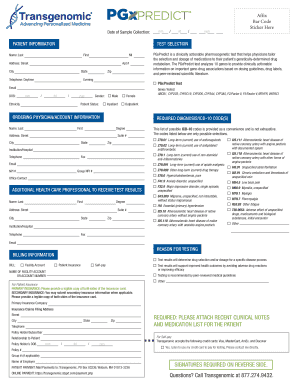 PGxPredict Pharmacogenetic Test Form