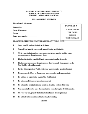 EPS 104/114 Test Specimen