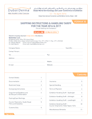 Shipping Instructions Form 10