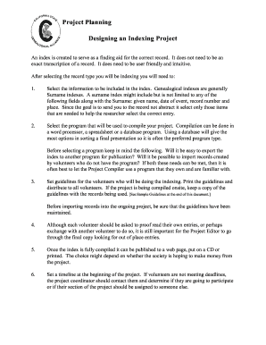 Project Planning Designing an Indexing Project