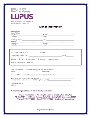 Lupus Foundation Donation Form