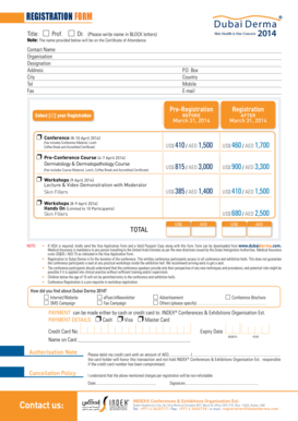 Dubai Derma 2014 Conference Registration Form