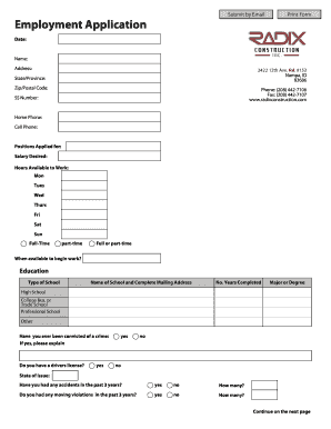 Employment Application Form