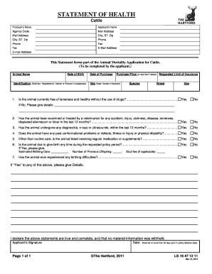 Cattle Health Statement Form