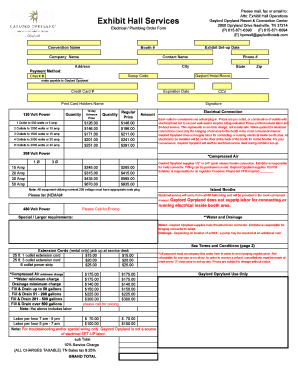 Gaylord Opryland Electrical Plumbing Order Form