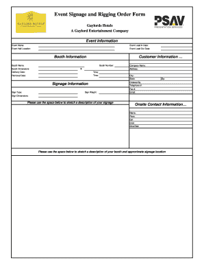 Event Signage and Rigging Order Form