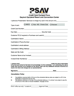 Credit Card Consent Form