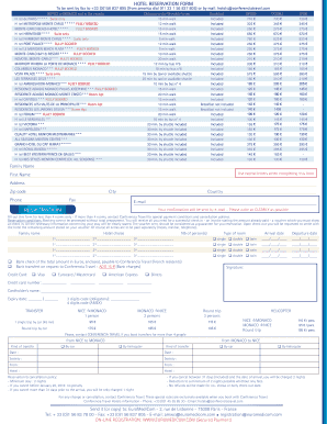 Hotel Reservation Form Monaco