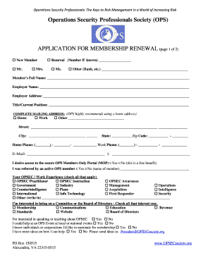 OPS Membership Renewal Application