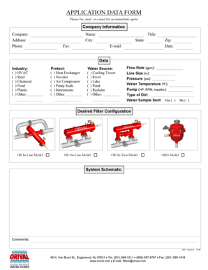 Industrial Water Filter Application Form