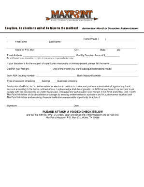 Automatic Monthly Donation Authorization Form