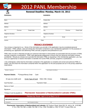 PANL Membership Renewal Form