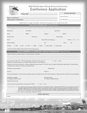 SGI-USA Florida Nature & Culture Center Conference Application