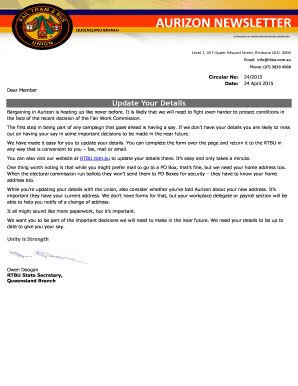 RTBU Member Details Update Form