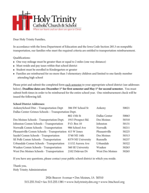 Iowa Nonpublic Transportation Reimbursement Request Form