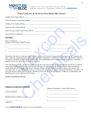 MoistureBloc Systems Project Conference & Job Survey Form