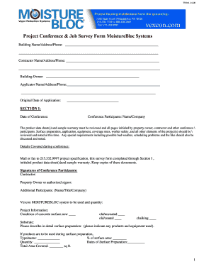 MoistureBloc Project Conference and Job Survey Form