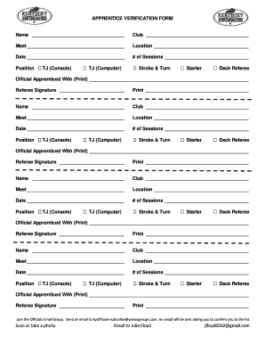 Apprentice Verification Form