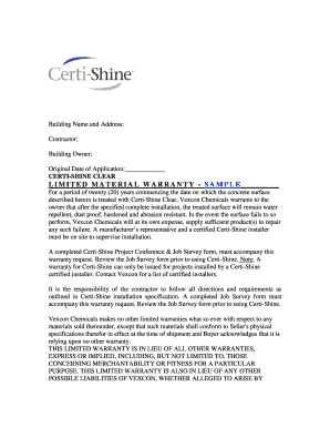 Certi-Shine Clear Limited Material Warranty