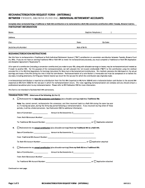 Recharacterization Request Form for IRA