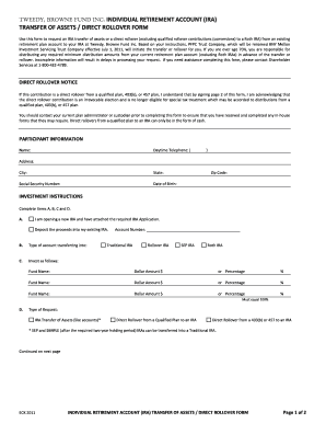 Tweedy Browne Fund IRA Transfer of Assets Form