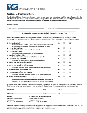 Cost Basis Method Election Form